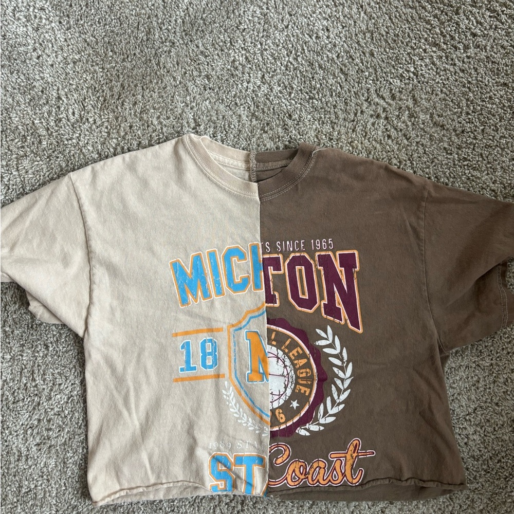 Cream and Brown Short Sleeve Tees